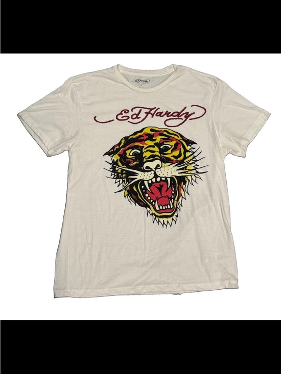 Ed Hardy Other - Ed Hardy Y2K Tiger Graphic Streetwear Tattoo White S/S Tee Shirt Mens SZ.L